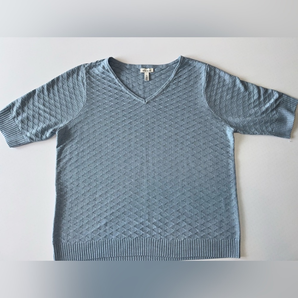 Ella Moss Light Blue V-Neck Knit Top